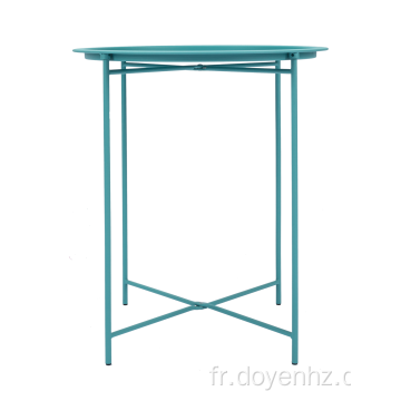 Table d&#39;appoint ronde pliante en métal avec plateau amovible